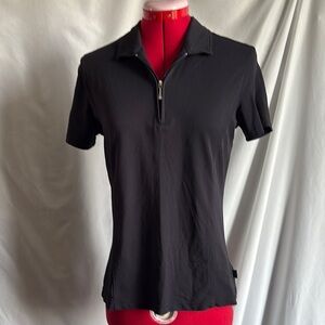 MM249 Vuarnet Black Fitted Short Sleeve Polo Tee